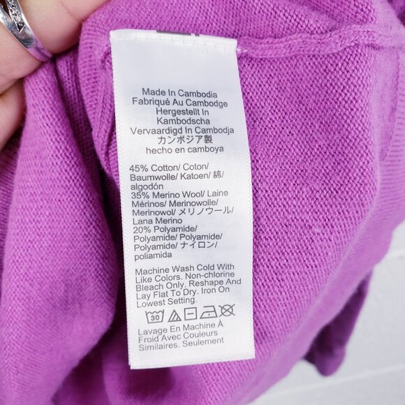 J Crew Cotton-Wool Blend Teddie Sweater Purple Crewneck Knit Pullover Size Large - Picture 5 of 6